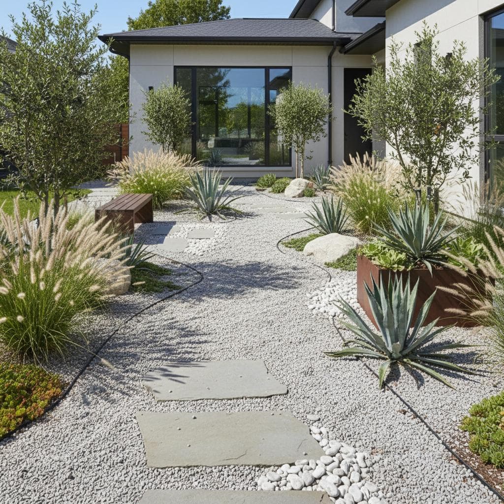 Featured image for Gravel Replaces Mulch in Modern Low-Maintenance Yards